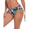 Ocean Blues Women’s Full Coverage Swim Bottom Tie Sides Bikini Bottom(Pink Leaves)