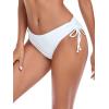 Ocean Blues Women’s Full Coverage Swim Bottom Tie Sides Bikini Bottom(White)