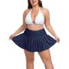 Ocean Blues Women’s Full Coverage Swim Skirt High-Waisted Swimsuit Bottom with Built-in Briefs(Navy Blue)