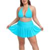Ocean Blues Women’s Full Coverage Swim Skirt High-Waisted Swimsuit Bottom with Built-in Briefs(Sky Blue)