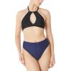 Ocean Blues Women’s High Leg Swimsuit High Waisted Bikini Bottom(Navy Blue)