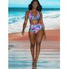 Ocean Blues Women’s High Waisted Bikini Bottom Full Coverage Swimsuit(Colorful Leaves)