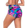 Ocean Blues Women’s High Waisted Bikini Bottom Full Coverage Swimsuit(Colorful Leaves)