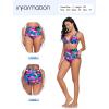 Ocean Blues Women’s High Waisted Bikini Bottom Full Coverage Swimsuit(Colorful Leaves)