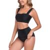 Ocean Blues Women’s High Waisted Bikini Set Two Piece Bathing Suits(Black)