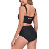 Ocean Blues Women’s High Waisted Bikini Set Two Piece Bathing Suits(Black)