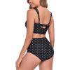 Ocean Blues Women’s High Waisted Bikini Set Two Piece Bathing Suits(Black Polka Dot)