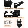 Ocean Blues Women’s High Waisted Bikini Set Two Piece Bathing Suits(Black Polka Dot)