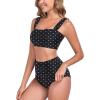 Ocean Blues Women’s High Waisted Bikini Set Two Piece Bathing Suits(Black Polka Dot)