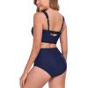 Ocean Blues Women’s High Waisted Bikini Set Two Piece Bathing Suits(Navy Blue)