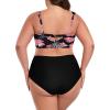Ocean Blues Women’s High Waisted Bikini Set Two Piece Bathing Suits(Oeange Redbud + Black)