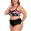 Ocean Blues Women’s High Waisted Bikini Set Two Piece Bathing Suits(Oeange Redbud + Black)