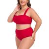 Ocean Blues Women’s High Waisted Bikini Set Two Piece Bathing Suits(Red)