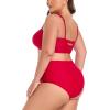 Ocean Blues Women’s High Waisted Bikini Set Two Piece Bathing Suits(Red)