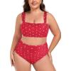 Ocean Blues Women’s High Waisted Bikini Set Two Piece Bathing Suits(Red Polka Dot)