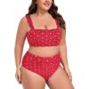 Ocean Blues Women’s High Waisted Bikini Set Two Piece Bathing Suits(Red Polka Dot)