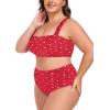 Ocean Blues Women’s High Waisted Bikini Set Two Piece Bathing Suits(Red Polka Dot)