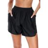 Ocean Blues Women’s High Waisted Board Shorts UPF 50+ Swim Shorts Quick Dry Trunks with Liner(Black)