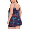Ocean Blues Women’s Mesh Camisole Tankini Swimsuits Tummy Control Two Piece Bathing Suits Swim Tank Top with Boyshorts(Jungle and Black)