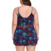Ocean Blues Women’s Mesh Camisole Tankini Swimsuits Tummy Control Two Piece Bathing Suits Swim Tank Top with Boyshorts(Jungle and Black)