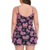 Ocean Blues Women’s Mesh Camisole Tankini Swimsuits Tummy Control Two Piece Bathing Suits Swim Tank Top with Boyshorts(Rose Redbud and Black)
