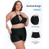 Ocean Blues Women’s Plus Size 3″ High Waisted Board Shorts Tummy Control Swim Bottom Boyleg Tankini Bottom(Black)