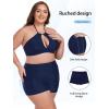 Ocean Blues Women’s Plus Size 3″ High Waisted Board Shorts Tummy Control Swim Bottom Boyleg Tankini Bottom(Navy Blue)