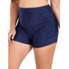 Ocean Blues Women’s Plus Size 3″ High Waisted Board Shorts Tummy Control Swim Bottom Boyleg Tankini Bottom(Navy Blue)