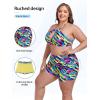 Ocean Blues Women’s Plus Size 3″ High Waisted Board Shorts Tummy Control Swim Bottom Boyleg Tankini Bottom(Neon Striped)