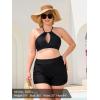 Ocean Blues Women’s Plus Size Cutout Bikini Top Halter Swimsuit Top(Black)