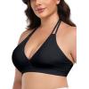 Ocean Blues Women’s Plus Size Cutout Bikini Top Halter Swimsuit Top(Black)