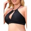Ocean Blues Women’s Plus Size Cutout Bikini Top Halter Swimsuit Top(Black)