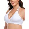 Ocean Blues Women’s Plus Size Cutout Bikini Top Halter Swimsuit Top(White)