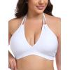 Ocean Blues Women’s Plus Size Cutout Bikini Top Halter Swimsuit Top(White)