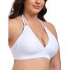Ocean Blues Women’s Plus Size Cutout Bikini Top Halter Swimsuit Top(White)