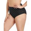 Ocean Blues Women’s Plus Size High Waisted Bikini Bottom Full Coverage Swim Bottom(Black Polka Dot)