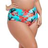Ocean Blues Women’s Plus Size High Waisted Bikini Bottom Full Coverage Swim Bottom(Blue Floral)