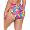 Ocean Blues Women’s Plus Size High Waisted Bikini Bottom Full Coverage Swim Bottom(Colorful Floral)
