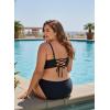 Ocean Blues Women’s Plus Size Ruched Bikini Top Square Neck Swimsuit Tops Padded Bathing Suits Sport Bra(Black)