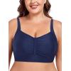 Ocean Blues Women’s Plus Size Ruched Bikini Top Square Neck Swimsuit Tops Padded Bathing Suits Sport Bra(Navy Blue)
