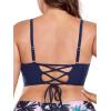 Ocean Blues Women’s Plus Size Ruched Bikini Top Square Neck Swimsuit Tops Padded Bathing Suits Sport Bra(Navy Blue)
