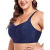 Ocean Blues Women’s Plus Size Ruched Bikini Top Square Neck Swimsuit Tops Padded Bathing Suits Sport Bra(Navy Blue)