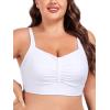 Ocean Blues Women’s Plus Size Ruched Bikini Top Square Neck Swimsuit Tops Padded Bathing Suits Sport Bra(White)