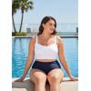 Ocean Blues Women’s Plus Size Ruched Bikini Top Square Neck Swimsuit Tops Padded Bathing Suits Sport Bra(White)
