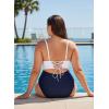 Ocean Blues Women’s Plus Size Ruched Bikini Top Square Neck Swimsuit Tops Padded Bathing Suits Sport Bra(White)