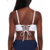 Ocean Blues Women’s Plus Size Ruched Bikini Top Square Neck Swimsuit Tops Padded Bathing Suits Sport Bra(White)