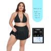 Ocean Blues Women’s Plus Size Triangle Bikini Top Halter Bathing Suit Top(Black)