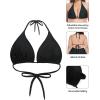 Ocean Blues Women’s Plus Size Triangle Bikini Top Halter Bathing Suit Top(Black)