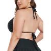 Ocean Blues Women’s Plus Size Triangle Bikini Top Halter Bathing Suit Top(Black)