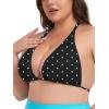 Ocean Blues Women’s Plus Size Triangle Bikini Top Halter Bathing Suit Top(Black Polka Dot)